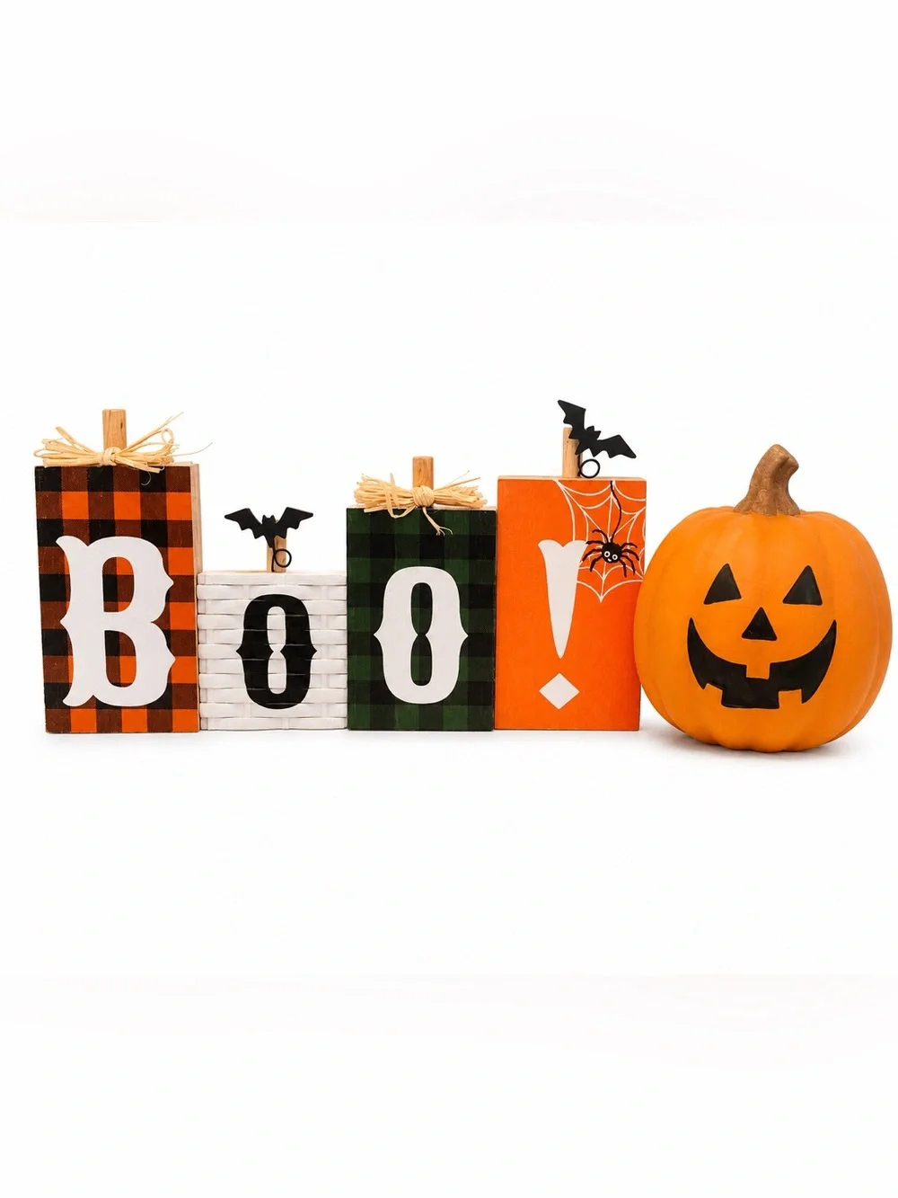 Halloween Block Pumpkin Set - Orange, Green, White, Black